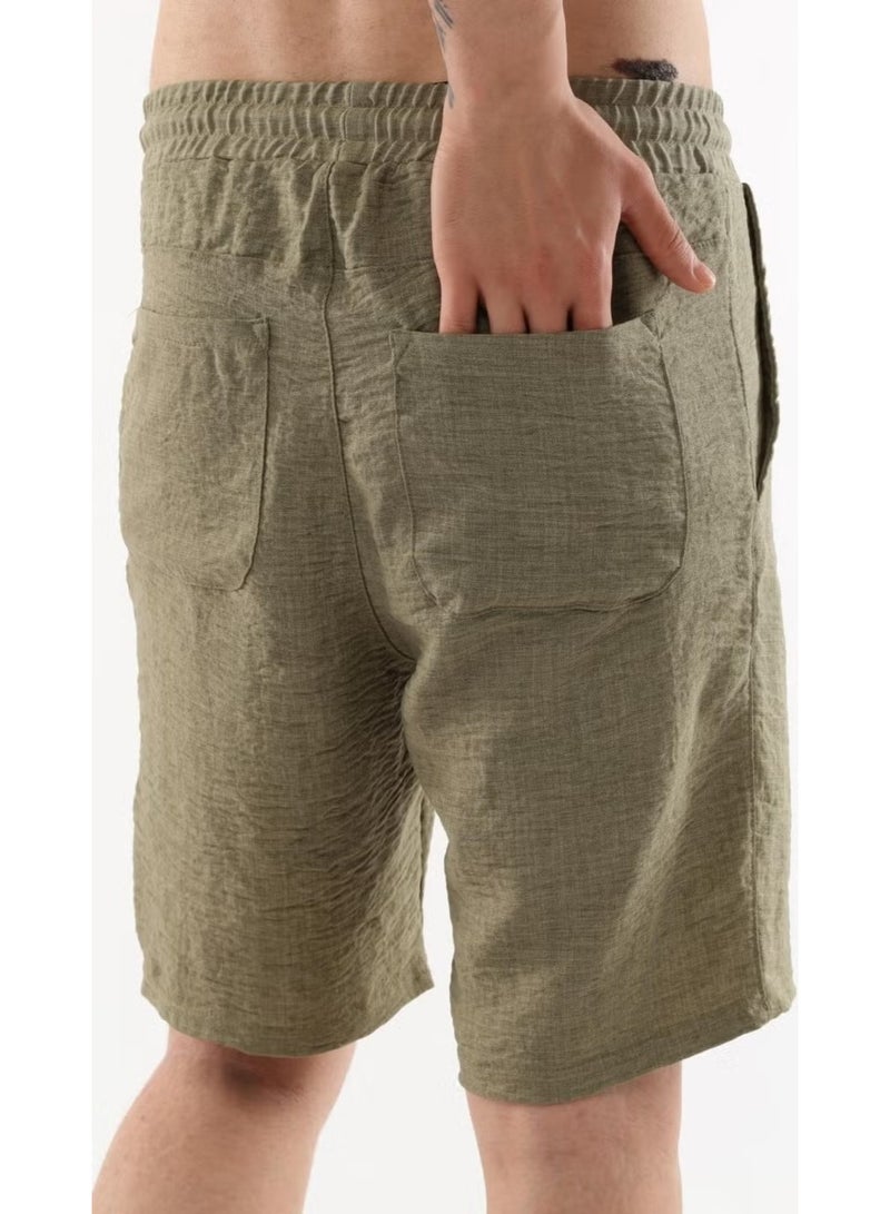 Cedy Denim Synthetic Linen High Waist Elastic, Loose Cut Men's Shorts C348 - Image 5